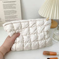 Wholesale Custom Logo Soft  Factory Toiletry Bag Lipstick Makeup Brush  Quilted Cosmetic Bag Puffer Makeup Pouch Bag