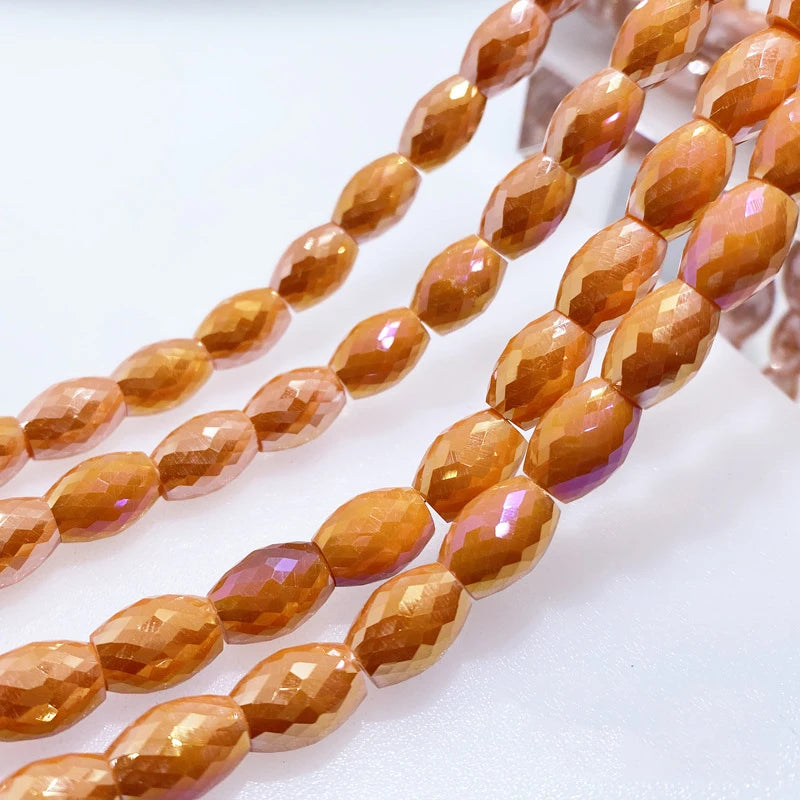 6-10mm Traditional Rice Crystal Beads Diy Bracelet Necklace Earrings Material Colorful Faceted Glass Beads for Jewelry Making