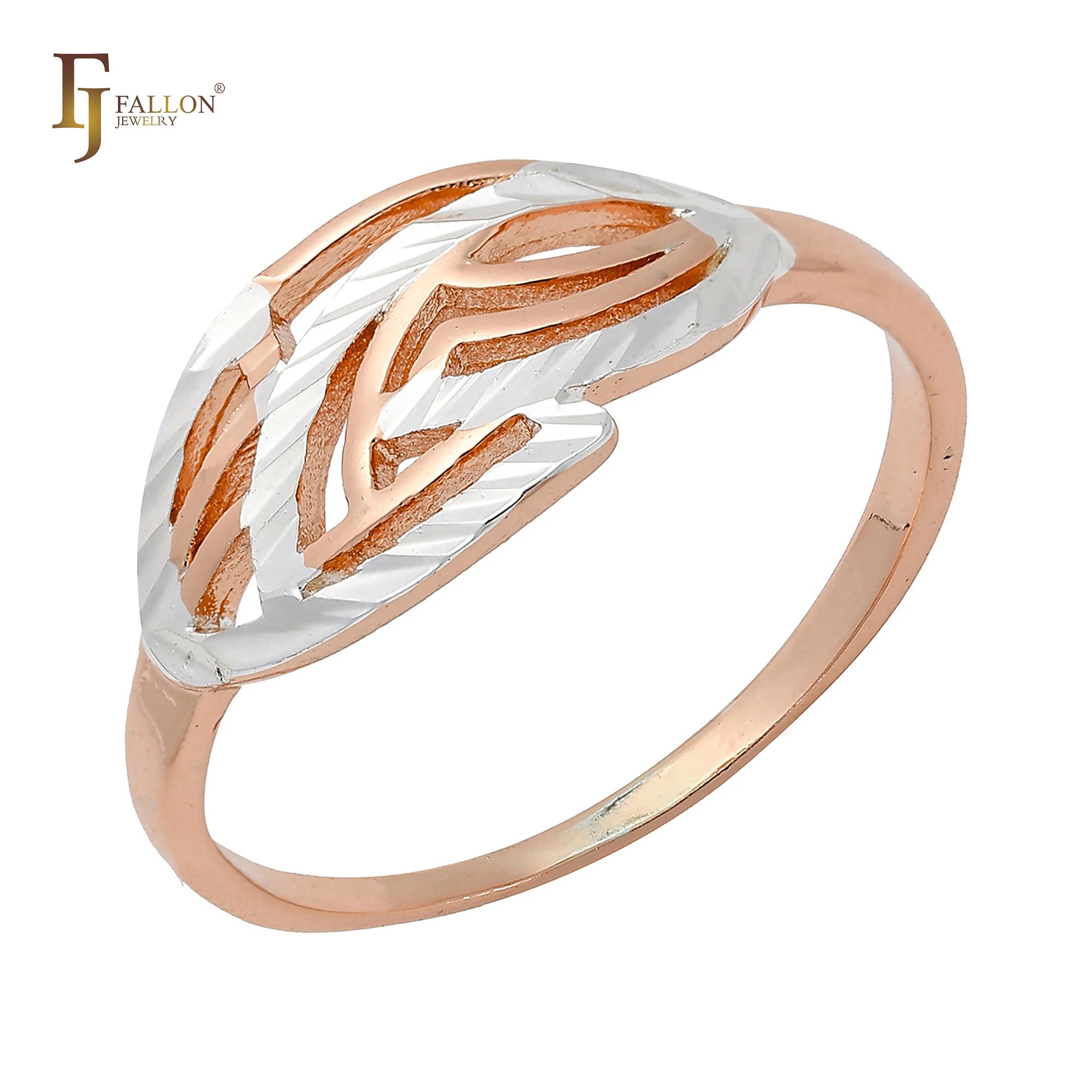 FJ Fallon Fashion Jewelry Rings Plated in Rose Gold Two Tone Brass Based