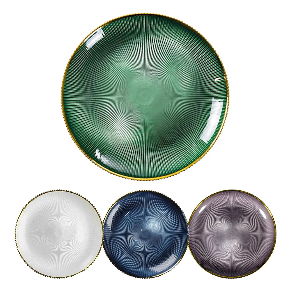 Custom Wholesale Deep Green Eco-Friendly Glass Charger Plates for Restaurant Use