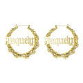 Custom Stainless Steel Bamboo Hoop Earrings Personalized Name Hoop Earring 1PC Accepted Jewelry Gift