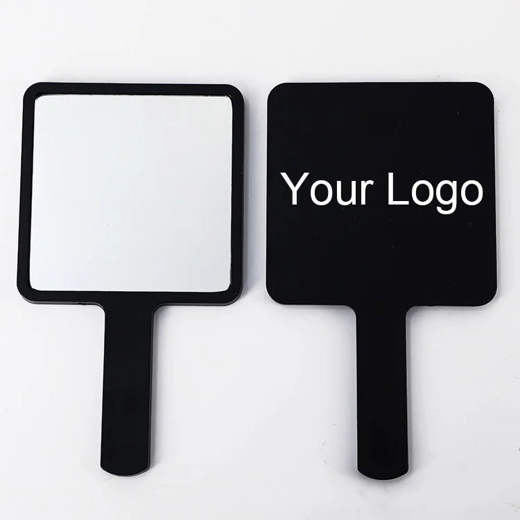 Customized Logo ABS Plastic Square Cosmetic Hand Mirrors Women's Small Handheld with Personalized Features Private Label