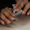24 Pcs French-style Leopard Print Short Floral Press on Nails Artificial Fingernails Customize 3532