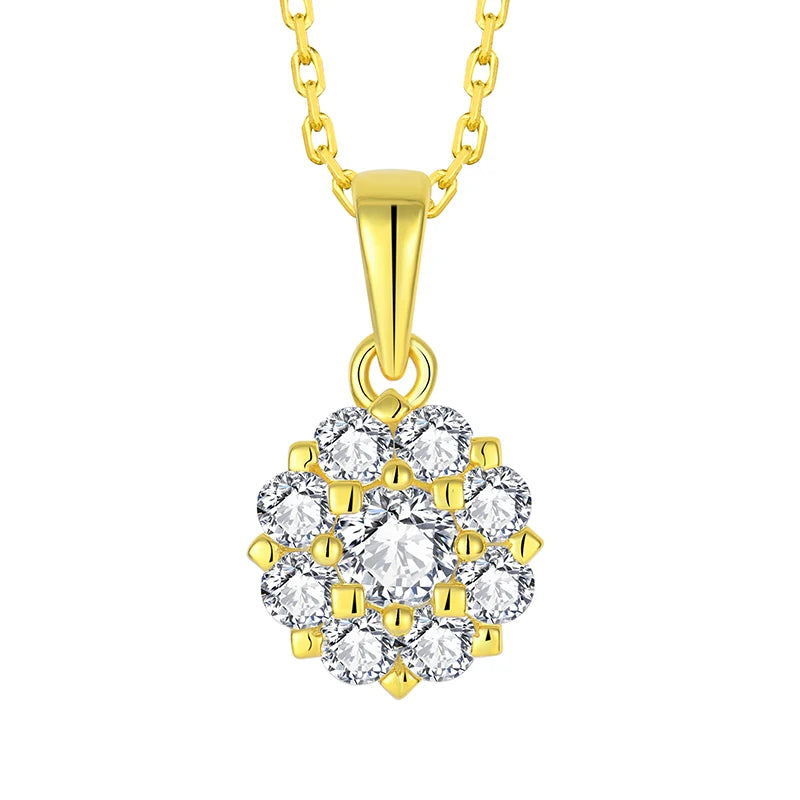 925 Sterling Silver Pendant Necklace with Rhodium and Gold Plating Zircon Stone for Engagement Wedding or Party Wholesale