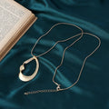 TongLing Necklace Irregular Open Geometric Pendant Necklace Women's Retro Simple Matte Gold Water Drop Pendant