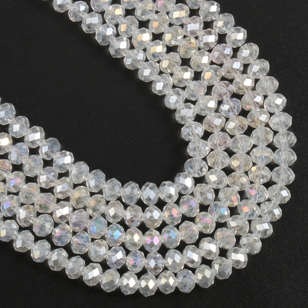 AB Color Faceted White Crystal Rondelle Loose Beads Cheap Flat Round Beads for Jewelry Making DIY