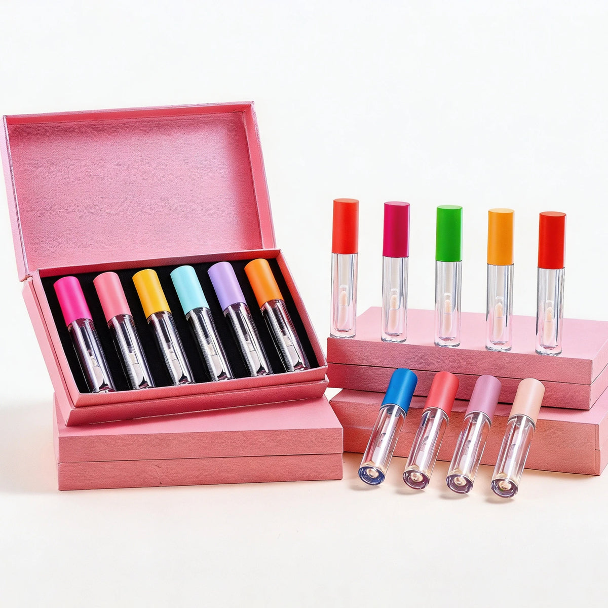 CAIYA Matte Top Big Brush Lip Gloss Tubes Set 4ml Cosmetic 6pcs Gift Box Packaging Lipstick Plastic Tube Empty Lipgloss Bottle MegaBDM