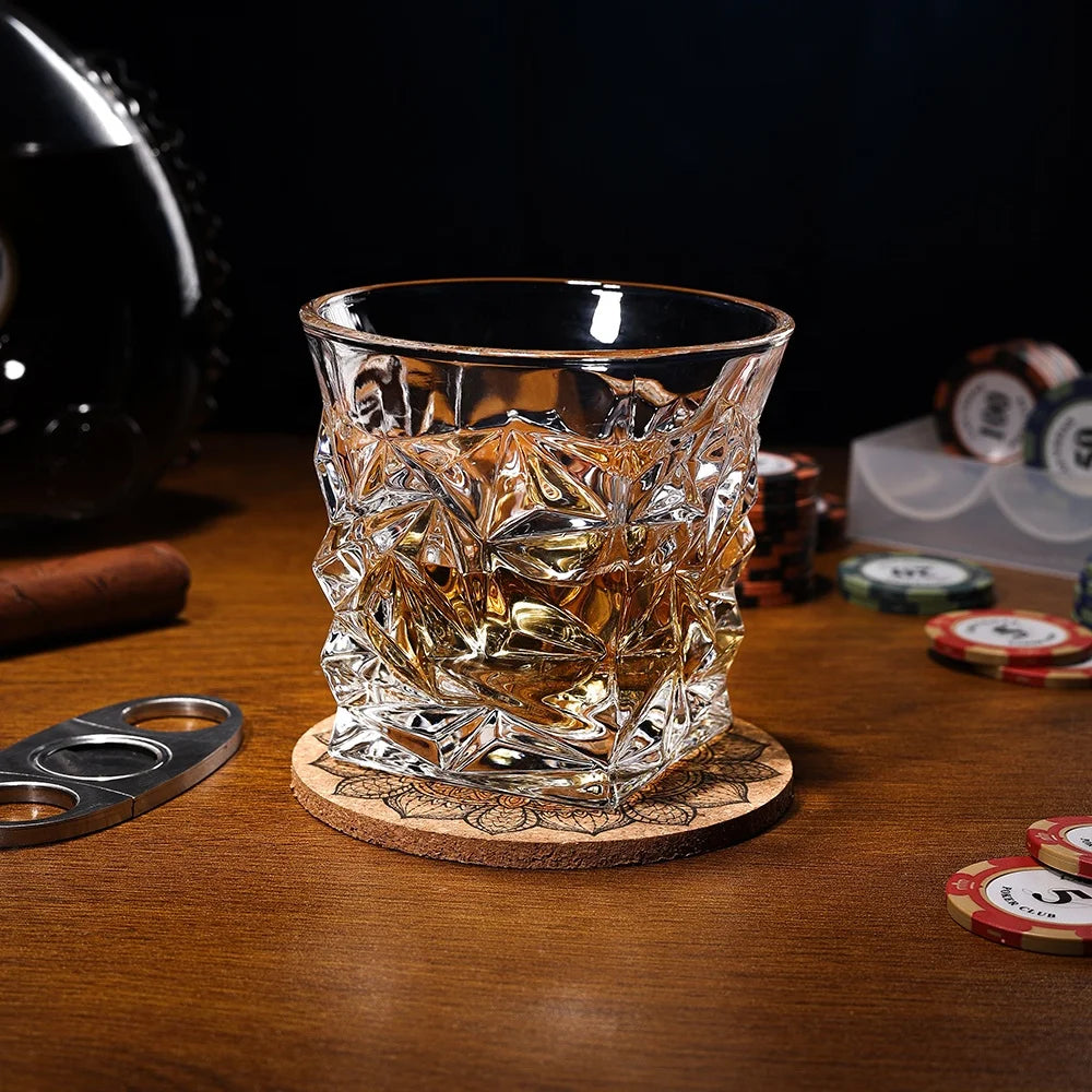 300ml Iceburg Whiskey Glasses Bar Clear Engraved Glass Spirits Cup Facet Rock Tumbler