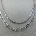 Minimalist Stainless Steel Double Layered Flat Chain Necklace Hip Hop Paperclip Chain Necklace