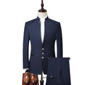 Men's Business Suit 3PCS Mandarin Collar Costume Dress Coat Wedding Party Groom Wear Men Tuxedos