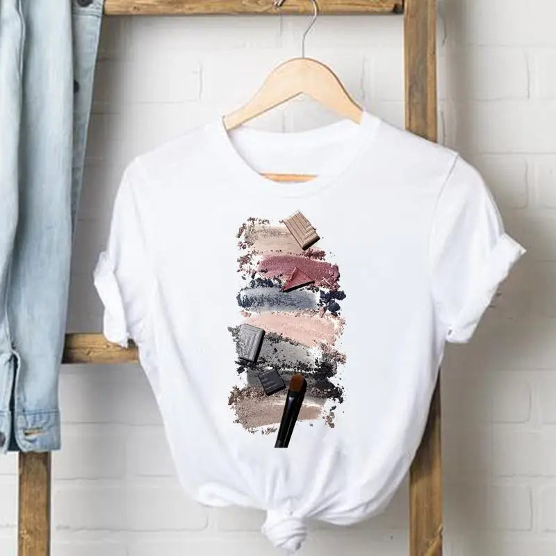 Tee Shirt Women Letter Fingernail Nail Letter 90s Clothes Female T Women Top Short Sleeve Fashion Tshirt Summer Graphic T-shirts