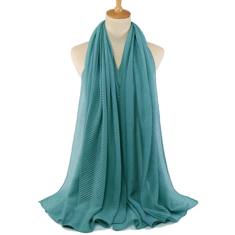 Women's Fashionable Ethnic Soft Crumpled Shawl Cross-Border Pleated Thin Long Scarf Chiffon Wholesale Decorative