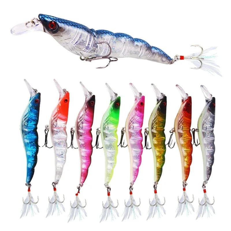 Wholesale MI139 10.5cm 13g Artificial Hard Baits Shrimp Shape Minnow Fishing Lures with Feather Hook