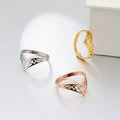 Fashion Hollow Heart Ring Resizable Rose Gold Color Stainless Steel Finger Rings Jewelry Anniversary Gift for Women Girl