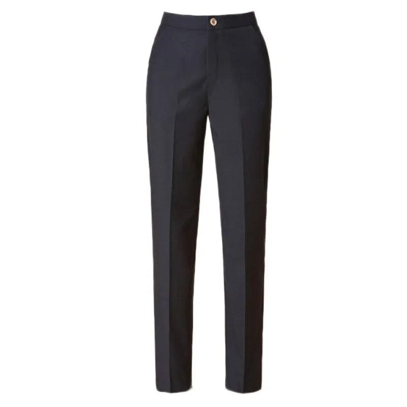 Spring Summer High Waist Boot Cut Breathable 100% Polyester Office Lady Suit Pants Women Casual Trousers Plus Size