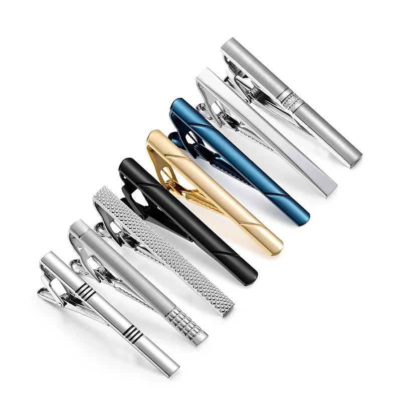 Ready to Ship Wedding Gift Men's Brass Blue Silver Gold Black Tie Clips-Various Styles