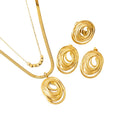 Luxurious  Women's Stainless Steel Necklace Earring Set 24K 18K White Gold Plated Featuring Pearl Diamond Main for Weddings