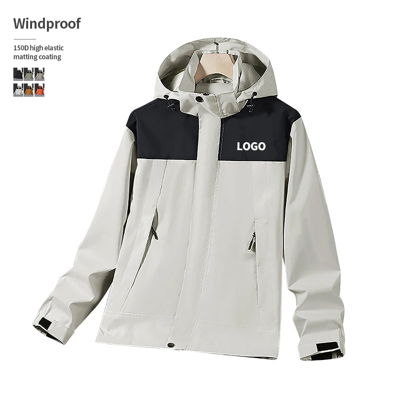 Wholesale Detachable Hat High Elastic Breathable Windbreaker Jacket Custom logo