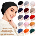 PROMISTAR Monochrome Modal Bottom Hat Cap Elastic Mercerized Cotton Scarf Soft Ethnic Inner Cap for Muslim Hijab Top Hat