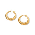 33MM Big Size 18K Titanium Steel Minimalist Advanced Textured Geometric Circle Shape Hoop Earrings for Women