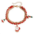 Fashion New Arrival Multi-layer Twist Korean Velvet Santa Enamel Bell Charm Bracelets Friendship Gift