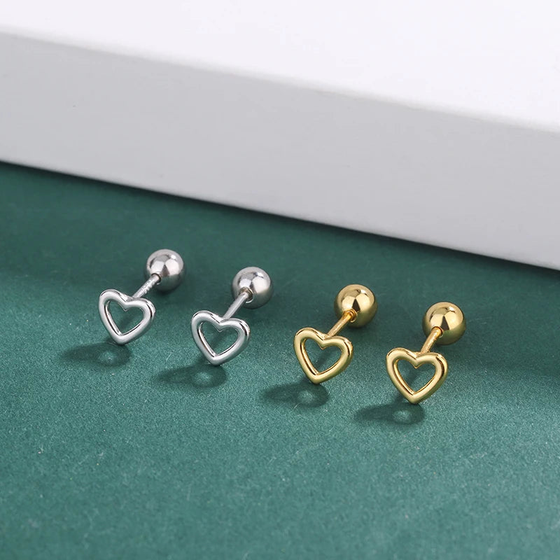 Custom Silver Jewelry Premium Simple Love Stud Earrings S925 Sterling Silver Gold Plated Fashion Jewelry Ladies Heart Earrings