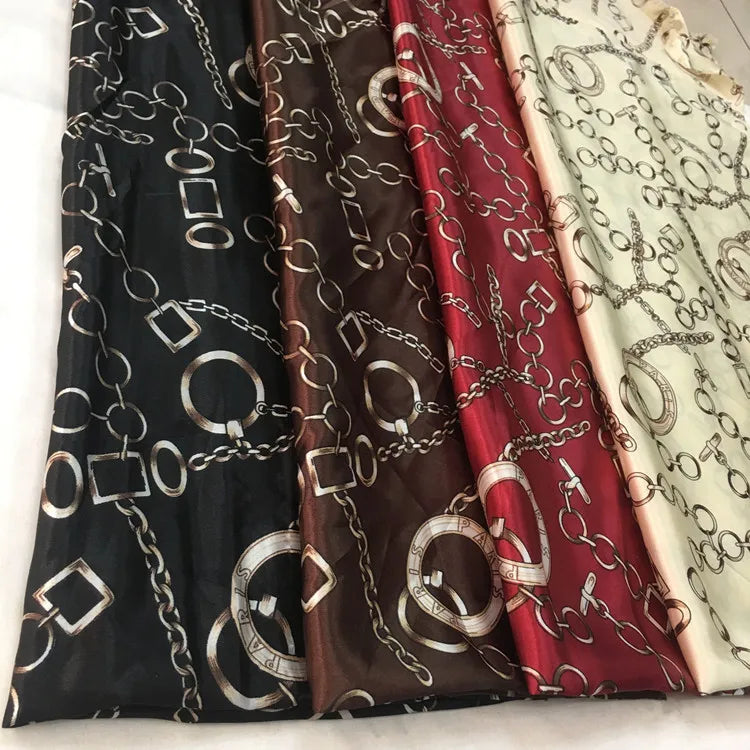 Factory Price Soft Smooth Chains Pattern Digital Printing 100% Polyester Satin Polyester Fabric