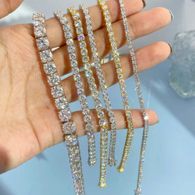 Wholesale Price Hip Hop Tennis Bracelet 2MM 3MM 4MM 5MM 925 Sterling Silver VVS Diamond Moissanite Tennis Bracelet Custom 6.5MM