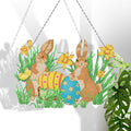 DIY Diamond Painting Wind Chime Cartoon Animal Rabbit Eggs Acrylic Pendants Wreath Home Garden Art Wall Party Decor Gift