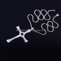 Stainless Steel Chain Necklace Steel Color Cross Shape Pendant Necklace for Men Gift