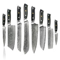Factory Low MOQ Kitchen Knife Set with Black Damascus G10 Handle Chef Santoku Fruit Kiritsuke Nakiri Boning Steak Utility Knife