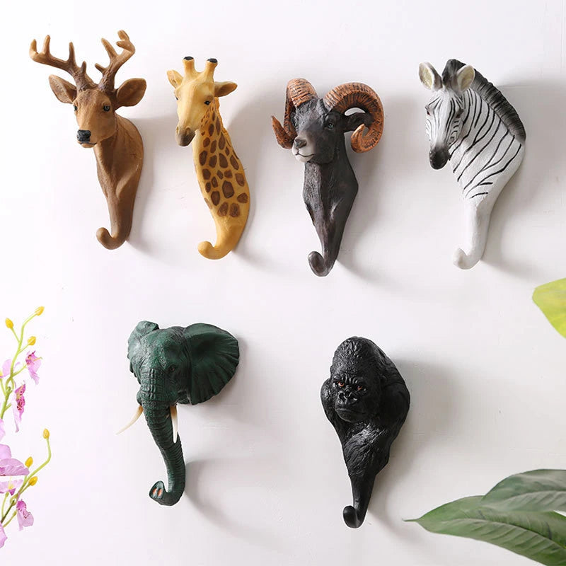Durable 3D Resin Decorative Deer Wall Hooks Zebra Antler Key Hat Coat Rack Farmhouse Bathroom Towel Hanging Rack for Jewelry