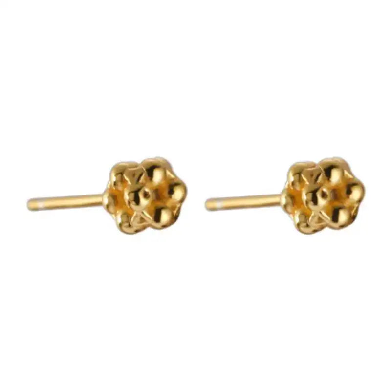 925 sterling silver flower core round bead bean earring ins simple Joker personality earring student earring