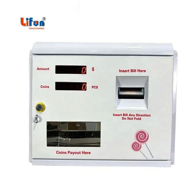 Mini Tabletop Coin Dispenser Wall-Mounted Bill & Cash Exchange Machine  Amusement Function for Crane Machine Vending Businesses