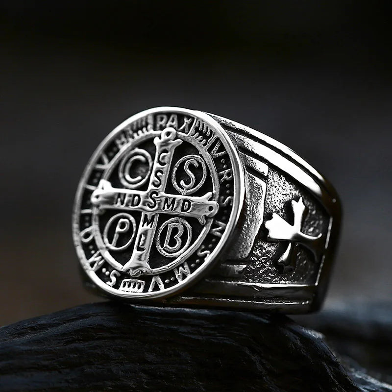 SS8-623N Steel Soldier New Design 316L Vintage Religious Ring Cross Ring Stainless Steel Punk Rock Jewelry for Men Party Gift