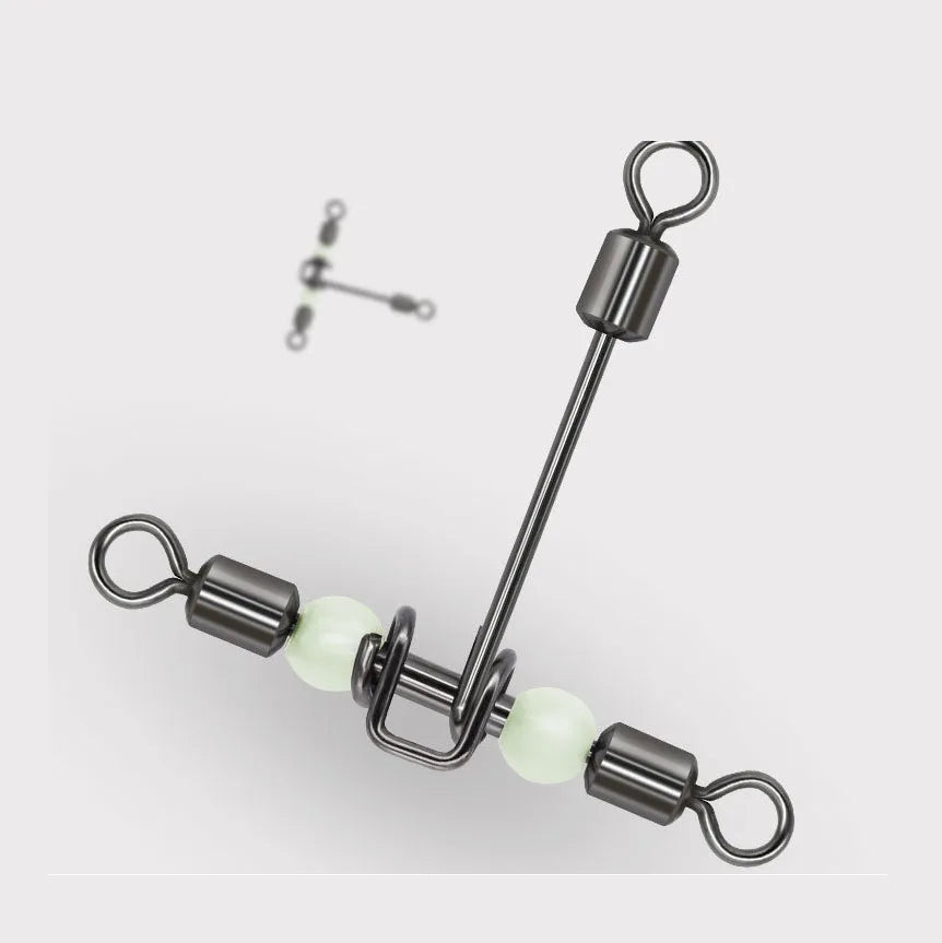 3 Way Luminous Fishing Rolling Swivels Connector Sea Fishing Tackle Swivels