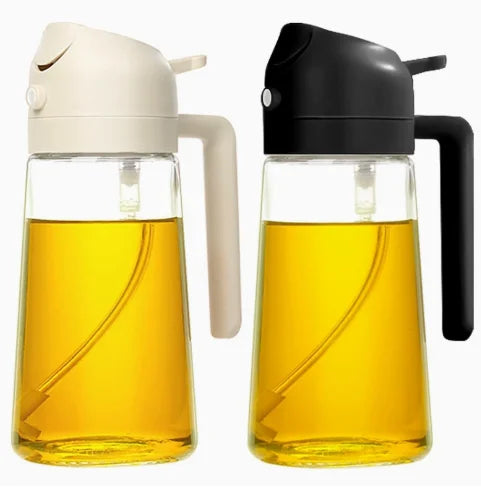 Kitchen 2-in-1 Modern Design 16oz 470ml Glass Olive Oil Dispenser and Sprayer for Cooking and Camping