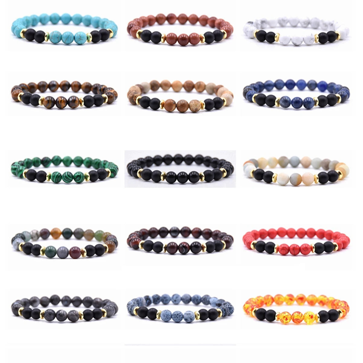 Healing Stone Beaded Bracelets for Women Men Gemstones Crystal Beaded Unisex Adjustable Stretch 8MM Bangle Jewelry
