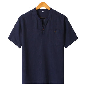 Men's Casual Summer Linen T-Shirt Custom Logo Print Pattern Breathable Quick Dry Cotton Linen Top Short Sleeved Large Size