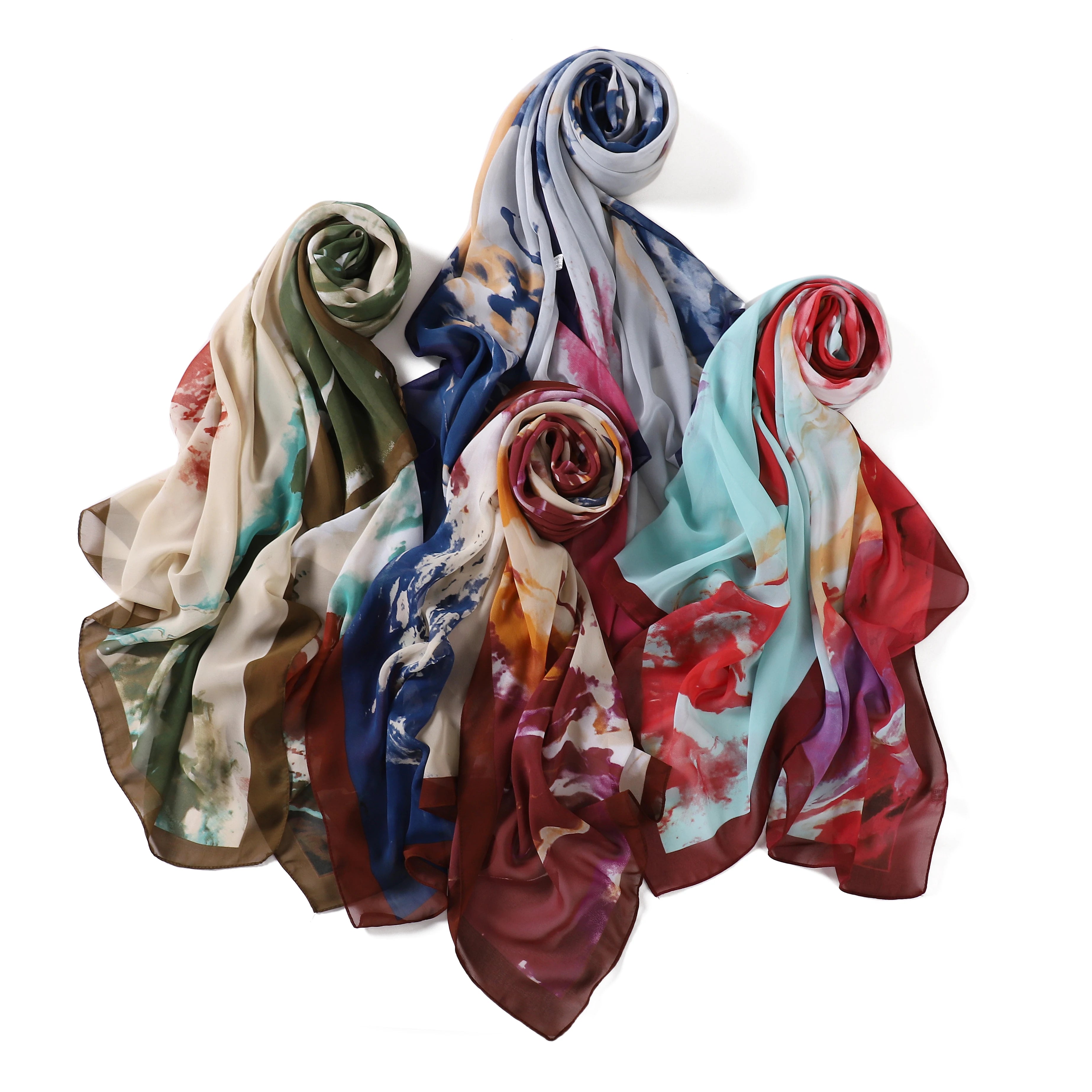 Malaysia Lady Custom Printed Tudung Chiffon Dubai Muslim Women Good Quality Islamic Summer Shawls Hijab Scarf