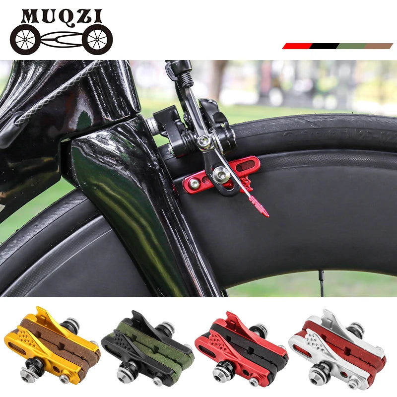 MUQZI MTB Road Bike Brake Caliper Pads C-Brake Bicycle Aluminum Alloy Rubber Brake Shoes for Carbon Rims