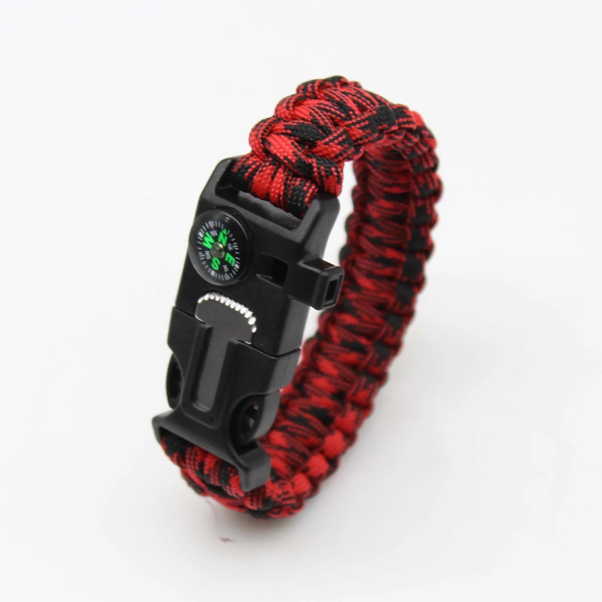 Practical Five-Function Outdoor Survival Bracelet with Loud Whistle Reliable Compass Rope Cutter and Pointer Dial Display