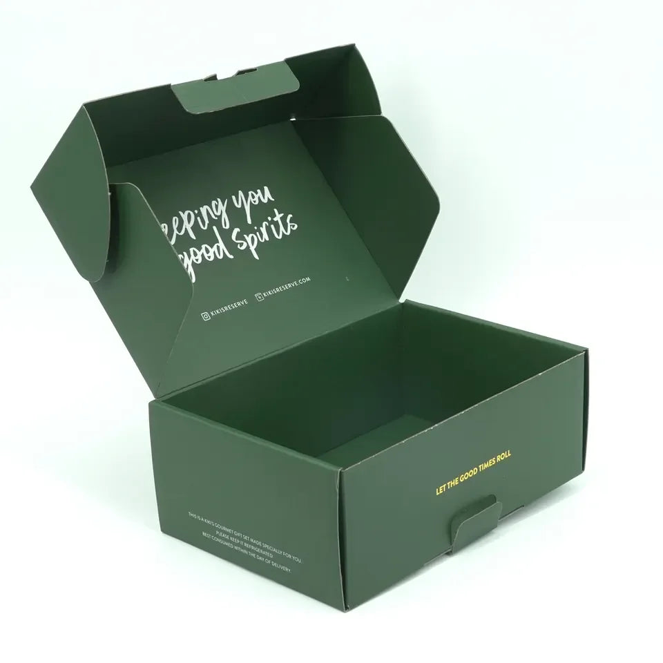 Custom Printing Logo Cosmetic Corrugated Mailer Box Shipping Green Dark Green Makeup Boxes