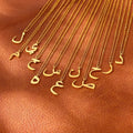 NS1395 Alphabet Initial Charm Pendant Necklaces Stainless Steel Link Chain Necklace with Arab Letters Charm