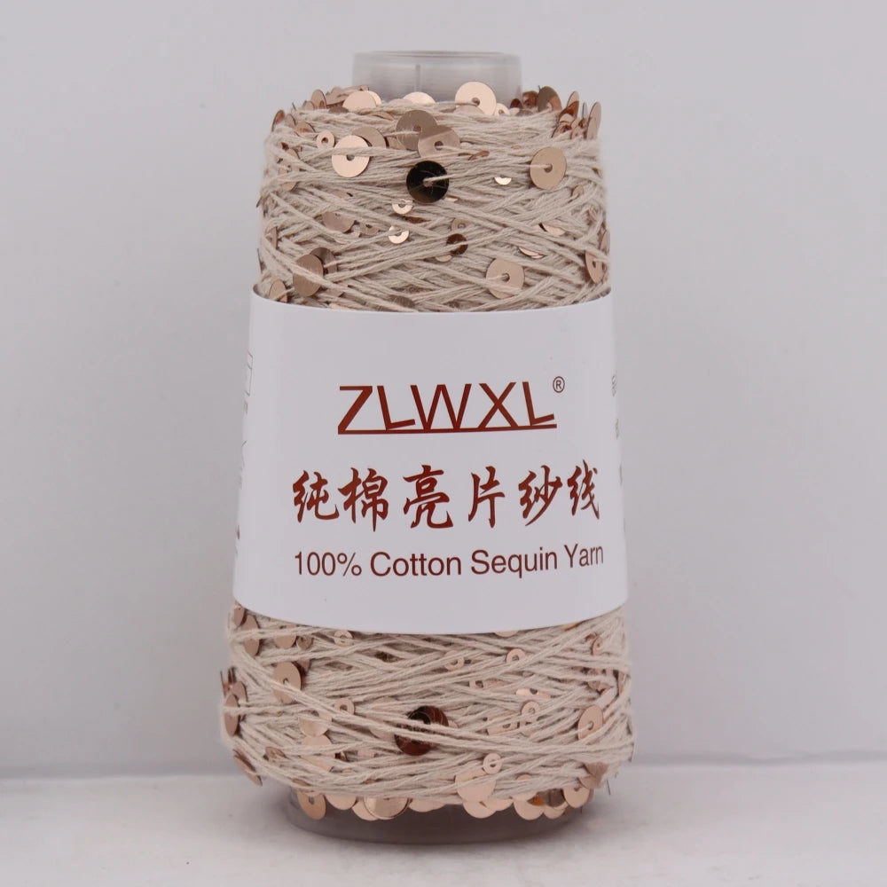 100g 300m Wholesale Fancy 5ply 100% Cotton Yarn 3mm+6mm Transparent Sequins for Hand Knitting Weaving Embroidery
