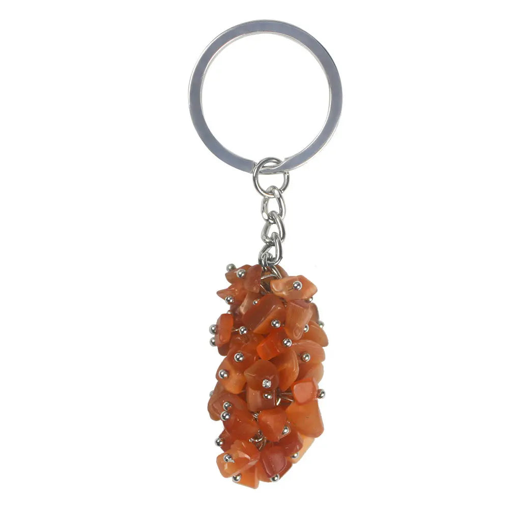 DIY Factory Crystal Keychain Crushed Stone Energy Keychain Red Opal Grape Shaped Pendant of Life Pendant