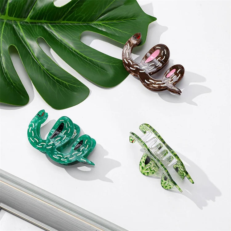WoW Sheila Personalized Custom Shape Acetate Hair Claws Custom pink Worm Green Snake Hair Claw for Thick Hair