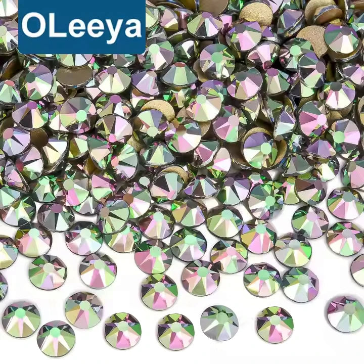 OLeeya Premium 2088 Cristal Wholesale 16 Facets Xirius AB Crystal Gold Bottom Flatback Glass Rhinestones for Garment Accessories