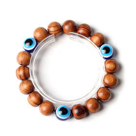 Natural Wood Bead Bracelet the Eye of the Turkish Devil the Eye of Medusa Gemstone Bracelet