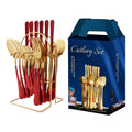 24pcs Cutlery Sets Stainless Steel Tableware Set With Premium Gift BoxService for 6Included Fork/Spoon/Knife for Home Kitchen